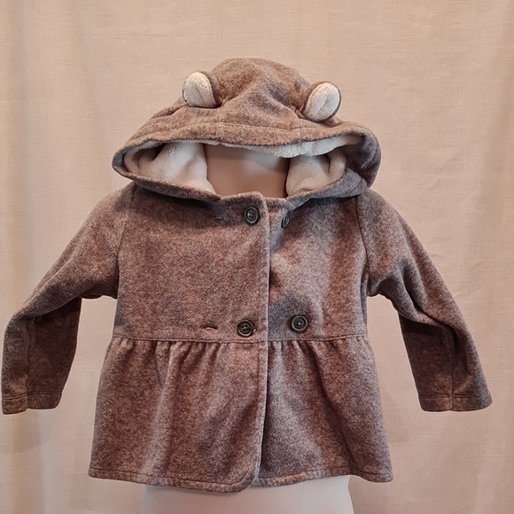 Carter's Gray Kids Jacket, adjustable button closure, ears on hoodie, 12M, EUC - Picture 4 of 6
